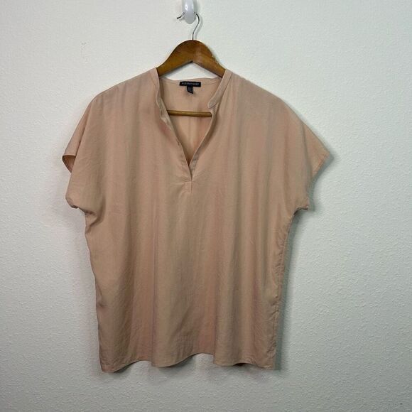 Eileen Fisher Light Pink Short Sleeve Tencel Popover Top Size Small - Picture 1 of 13